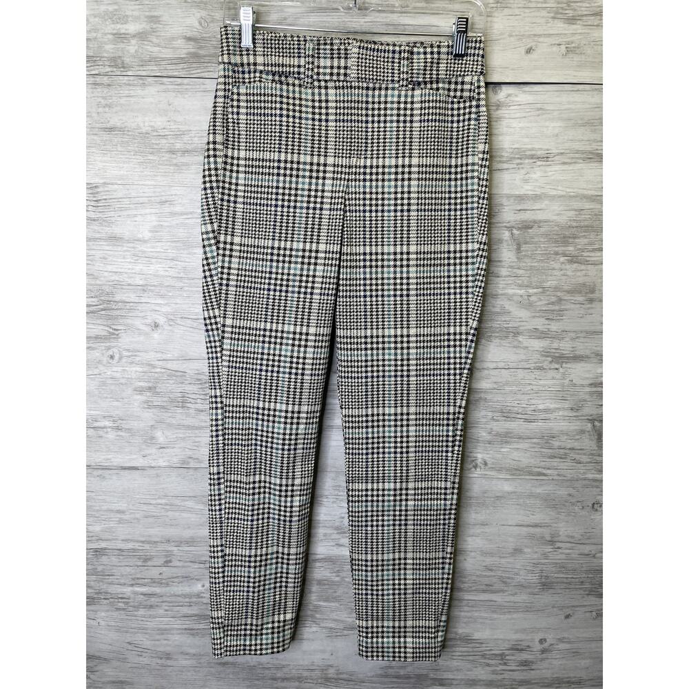 Old Navy Pixie‎ Pants Womens 2 Black Blue Plaid High Rise Ankle Stretch Office